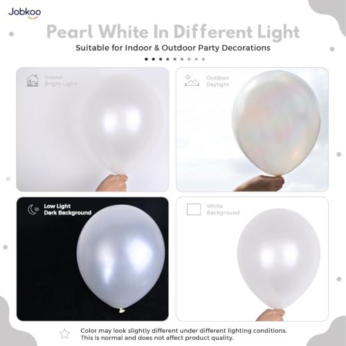 Image of Jobkoo Pearl White Balloons 12 Inch 50Pcs Wedding Bridal Engagement Balloon