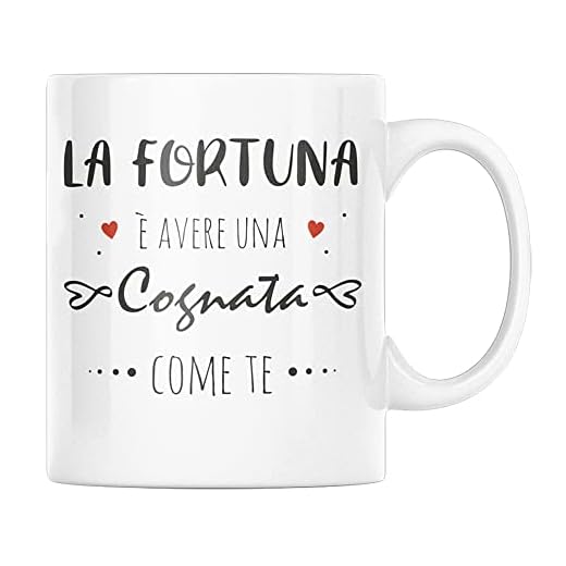 Vulfire Tazza in ceramica con dedica fortuna una Cognata come te, Regalo Festa dei cognati, Idee Regalo Cognata, Colazione caffè (Cognata, ceramica)