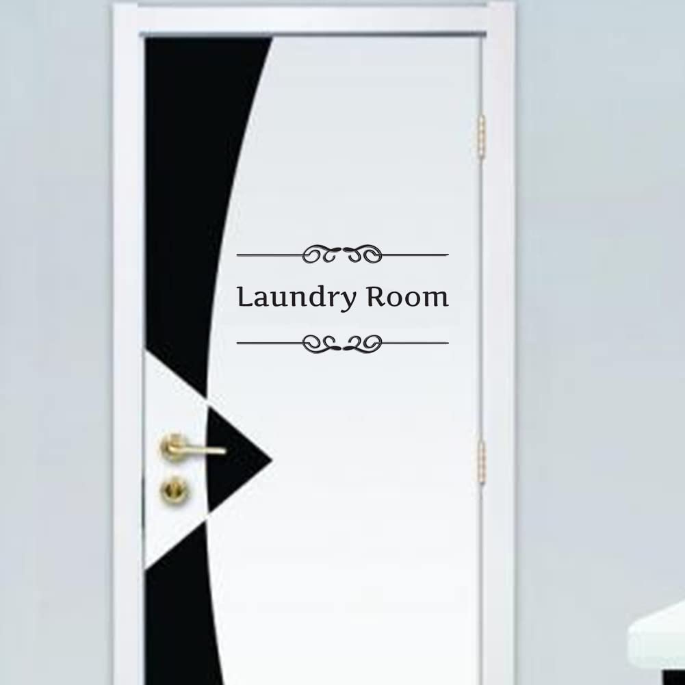 3 Piece Laundry Room Wall Stickers - Bathroom Pantry Door Decals (11.8x5.9 Inch Vinyl Signs)