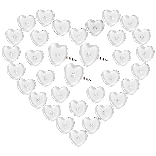VAPKER Love Heart Push Pins 150Pcs Transparent Love Thumb Tacks Drawing Pins Cute Plastic Pushpins Decorative Pins with Steel Point Map Tacks for Photos Wall