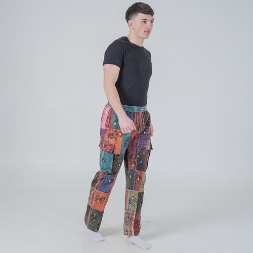 Mens Light Weight Hippie Patchwork Pants4