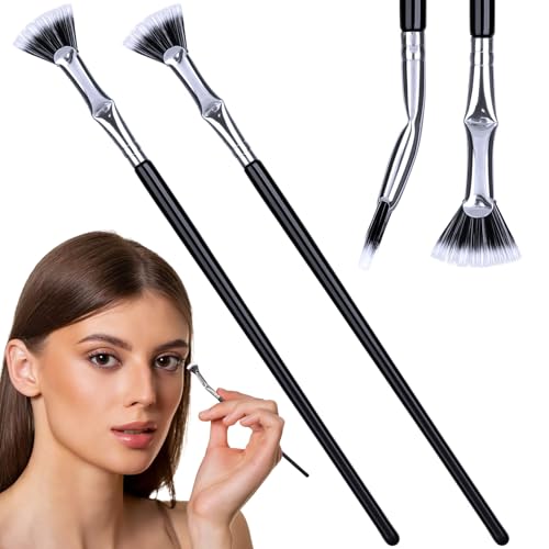 PAGOW 2pcs Folding Angle Scalloped Lash Brush Mascara Fan Brush Eyelash Comb Separator Makeup Tool Multifunctional Fan Shaped Mascara Brush with Soft Bristles for Upper Lower Eye Lash