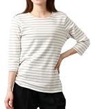 [エムアールユー] Tシャツ レディース ボーダー 7分袖 綿100％ ティーシャツ トップス カットソー コットン クルーネック 丸首 ベージュ L