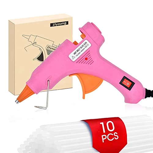Image of Mini Hot Glue Gun 10pcs Glue Stick Hot Glue Gun Set for Quick Fix Artist DIY Art Home 20w Pink