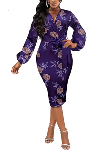 Xinlees Women's Elegant Dresses Sexy Bodycon Long Sleeve Pencil Business Dresses2