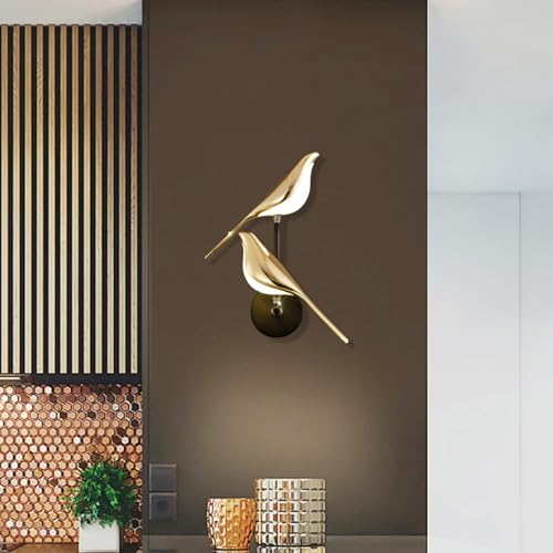 Image of Bird Wall Sconces Modern Art Deco Wall Mount Lamps for Living Room Bedroom Stairway Corridor, Swinging Bird Wall Lamp, Metal and Acrylic Wall Light Fixtures, 3 Color Temperature (2 Light)