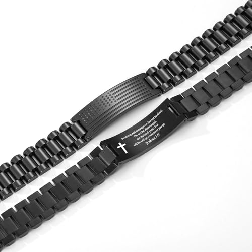 P.BLAKE American Flag Watch Bible Verse Bracelet for Men Boys, Stainless Steel Engraved Christian Christmas Jewelry Gifts for Dad Son Husband Grandpa2