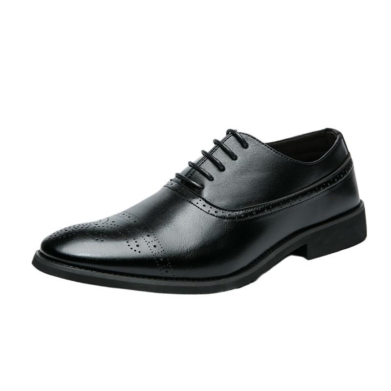 Men's Banquet Formal Oxford Shoes Classic Lace-up Formal Tuxedo Shoes Anti-Slip Lace-up Business Office Wedding Dress Mens Leather Shoes