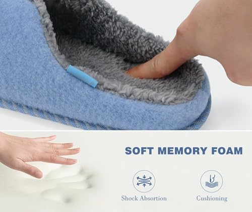 Image of KuaiLu Womens Supportive Memory Foam Slippers Felt Fuzzy Lined Heel Cushion Lightweight House Shoes for Indoor Outdoor