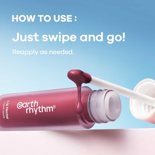 Image of Earth Rhythm Lip Nectar Matte Liquid Lipstick, Weightless, Never Drying, No Mineral Oil 5g - Rose