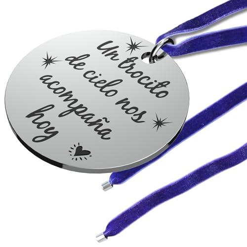 Los Eventos de la Tata - Medalla Ramo de Novia - Chapa Ramo Novia - Medalla Ramo Boda (Medalla Redonda Plata Cordón Morado, Un Tocito de Cielo)