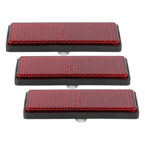 Image of F FIERCE CYCLE Pair M6x1.0 Red Rectangle Universal Screw Mount Reflective Warning Reflector for Motorcycle Bike (Pack of 3)