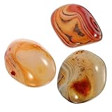 FRCOLOR Irregular Banded Agate Sardonyx Stones 3pcs Natural Raw Sardonyx Pebbles for Art Crafts Fountains Crystal Healing Random
