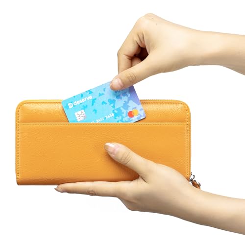 Image of RFID Blocking Womens Zipper Wallet Leather Large Capacity Billfold Clutch Zip Around Wallets for Women