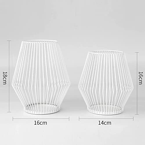 Creatieve vintage kaarsenstandaard, set van 2 stuks, staafkaarsen, metaal, decoratieve kandelaars, staafkaarsen, kaarsenstandaard, kaarsenstandaard, geschikt voor bruiloft, Kerstmis, ovale kandelaar (witte zoom) - Image 3