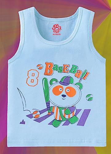 Image of BENAVJI Light Color Printed Soft Cotton Regular Fit Sleevless Baniyan Unisex Boys' & Girls Kids Vest Pack of 6