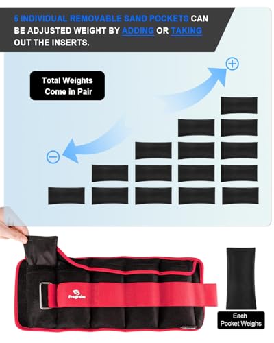 Image of Fragraim Adjustable Ankle Weights 1-3 /4 /5 /6 /8 /10 /12 /15 /20 LBS Pair with Removable Weight for Jogging, Gymnastics, Aerobics, Physical Therapy