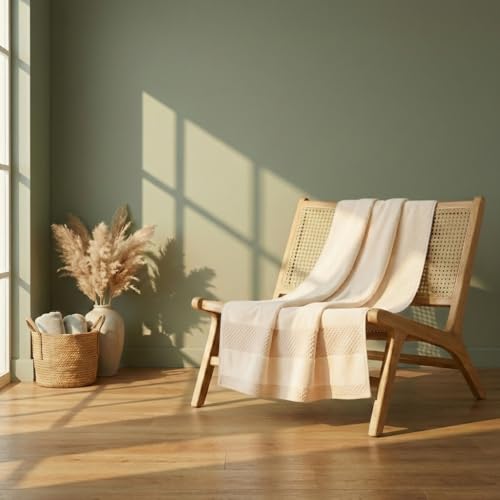 Image of NAKSH Bamboo Towels for Bath Large Size 550 GSM, Beige | Super Absorbent | Soft, Fluffy & Fade Resistant Color | Luxurious & Stylish | Machine Wash