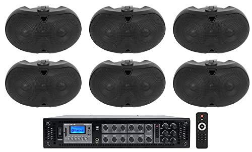 Rockville 6-Zone Amplifier+6 Black Dual 4