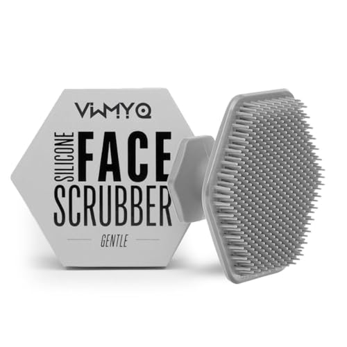 Image of VWMYQ Face Scrubber, Silicone Face Scrubber for Men, Gentle Exfoliator Pad & Massager, Facial Cleansing /Wash Brush - Removes Dead & Dry Skin (Light Grey, Hexagon)