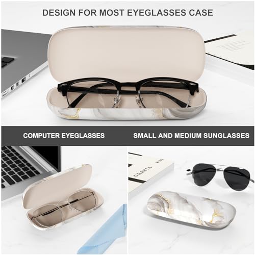 Image of Eyeglasses Case, Portable Hard Shell Protective Case for Glasses, Eyeglass Holder Box for Women with Cleaning Cloth