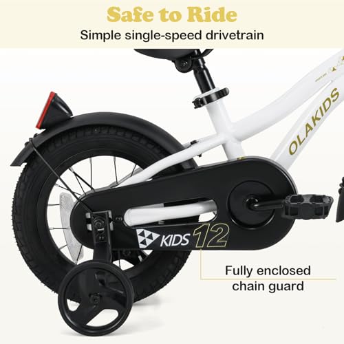 Image of Olakids Kids Bike, 12 14 16 18 Inch Toddlers Bike with Training Wheels Safety Bell Adjustable Seat and Handlebar, Handbrake and Coaster Brake, Children's Bicycle for Boys Girls