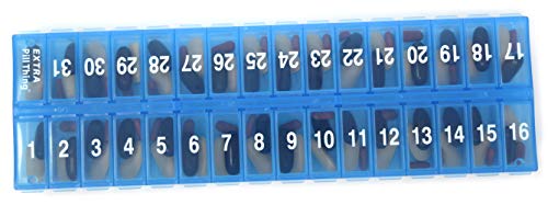 Image of PillThing Monthly Pill Organizer 1 Time a Day, 31 Day Pill Organizer Dispenser with Extra Compartment, Large Daily Pillbox Case for Vitamins, Supplements, Fish Oil (Pack of 2)