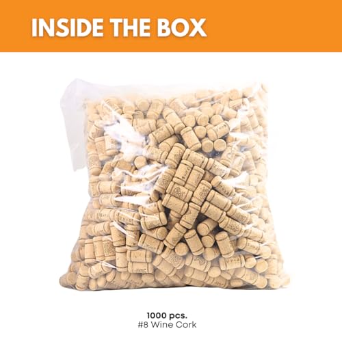 Image of FastRack Bag of 1000, #8 Straight Wine Corks for Wine Bottles | 15 /16 x 1 3 /4 Beige | Bottle Stoppers | Replacement Corks for Bottles - Reliable Fit and Consistent Seal