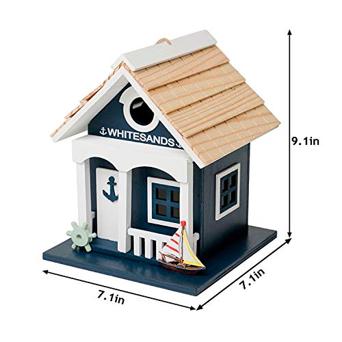 MEWANG Hanging Colourful Birdhouse Outdoor Beach Bird House Condo Wooden Green Height 9.1" - Thumbnail 3