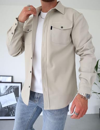 Cydmoty Men's Button Down Shirt Jacket – Classic Style, Cozy Fit, Durable Material, Ideal for Casual & Outdoor Wear2
