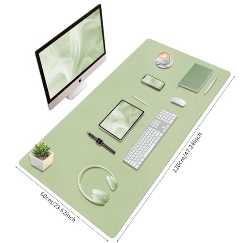 Image of Bloss 47.2 inch x 24 inch Large Desk Mat, Leather Desk Mat, Large Mouse Pad + Keyboard Pad, Non-Slip Desk Mat Protector for Office, Home - Green