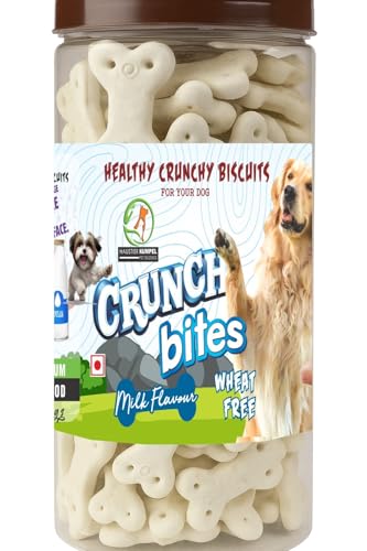 Image of Wheat-Free Milk Flavour Dog Biscuits - Crunchy Bites Treats for Puppies, Adults & Senior Dogs - Healthy Crunchy Biscuits for All Breeds and Sizes (800g)