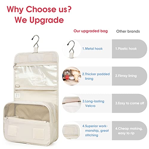 Image of Hanging Travel Toiletry Bag Cosmetic Make up Organizer for Women and Girls Waterproof (Beige)