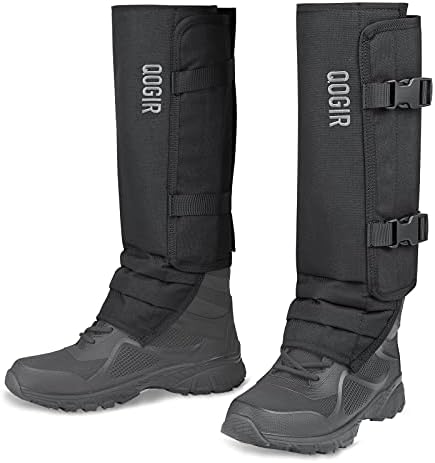 QOGIR Snake Gaiters for Hunting: Durable Snake Guards, Snake Gaiter Leggings for Men & Women, Snake Bite Protection for Lower Legs, Snake Proof Gaiters with Adjustable Size(Black)