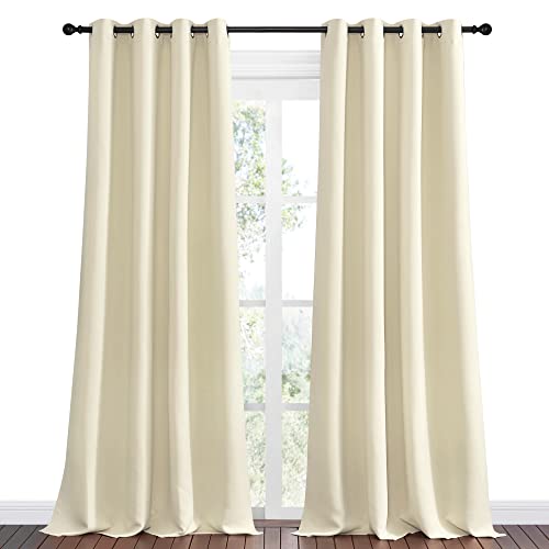 Image of NICETOWN Beige Room Darkening Curtains 108 inch Long for Boho Farmhouse Home Decoration, 55 inch Wide, Set of 2, Window Treatment Total Privacy Drape Panels for Bedroom Living Room Guest Room