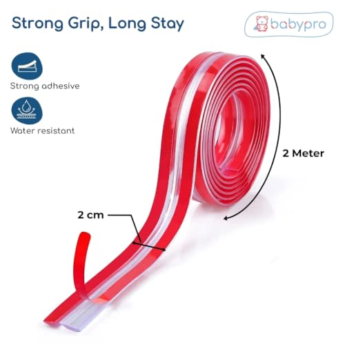 Image of BabyPro 2-Meter Silicone Edge Protector Strip for Baby Proofing, Soft Cushion & Durable Safety Guard for Sharp Furniture Edges & Corners, Peel & Stick Child Safety Bumper for Table, Bed & Desk