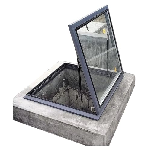 Tragaluz de techo de aluminio con visión multiángulo y ventilación manual para terraza o ático, 25 x 33 pulgadas