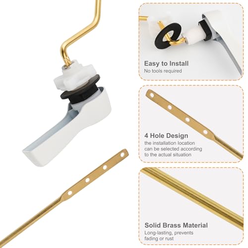 Image of Hibbent Universal Metal Side Mount Toilet Handle Replacement Kit, White