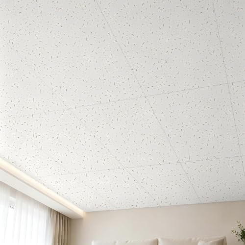 Image of Art3d 2x4 Ft Printed Stucco Decorative Drop Ceiling Tiles, 10-Pack White