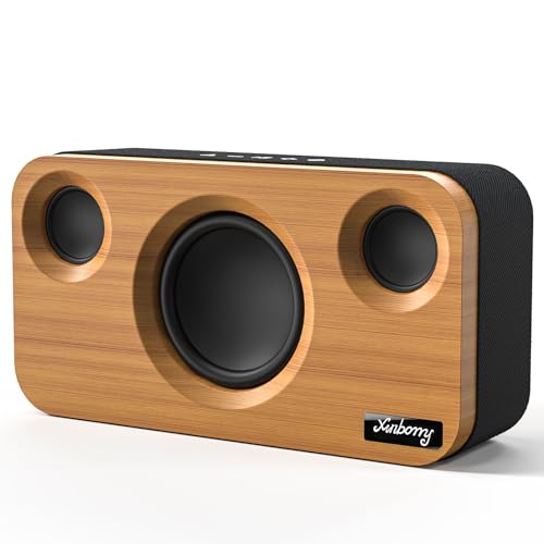 Bluetooth Speaker with Deep Bass, 40W(Peak) Wireless Portable Speaker with TWS, AUX, TF Card, Stereo Sound Wood Home Audio Sync up to 100 Bluetooth 5.3 Speakers For Home Party, Outdoor Camping