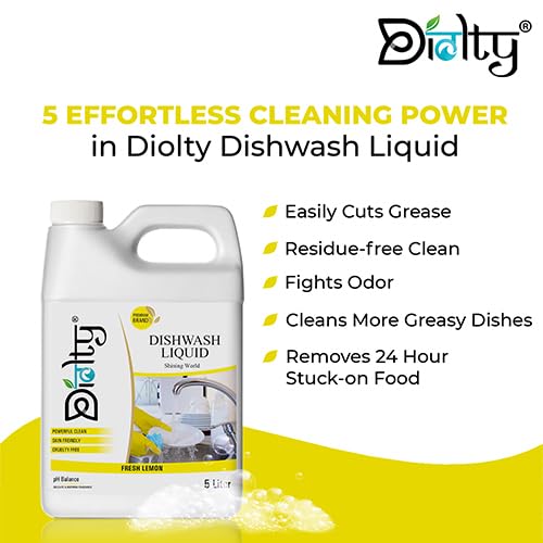 Image of Diolty Dishwashing Liquid Gel 10L | Lemon Fragrance | Tough on Grease, Residue-Free | Non-Toxic, Gentle on Hands | Kitchen Utensil Cleaner