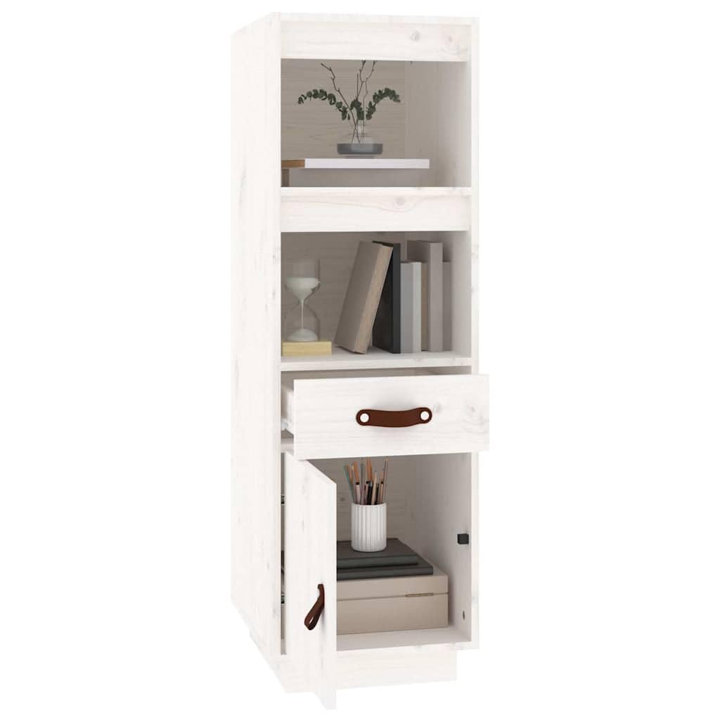 Scaffale alto bianco, 34 x 40 x 108,5 cm, in legno massello di