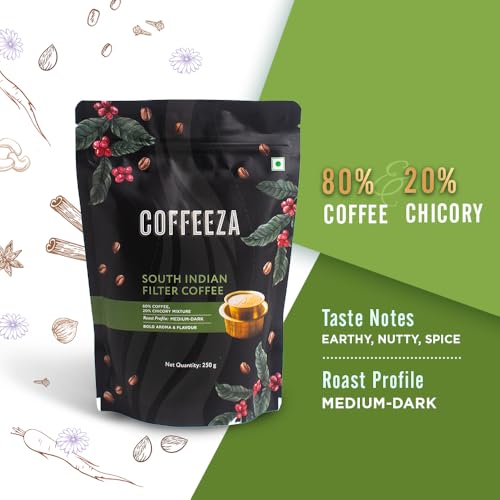 Image of Coffeeza South Indian Filter Coffee - 80:20 Chicory Blend | Fine Grind for Filter Coffee | Medium-Dark Roast | Chikmagalur Origin | 250g