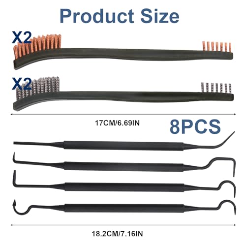 Image of 8 Pack Carburetor Cleaning Brushes Kit, Torch Nozzle Tip Cleaner Set, Double-Ended Polishing Brush and Pick Tool Kits for Motorcycle ATV Welder Carb Chainsaw Orifices
