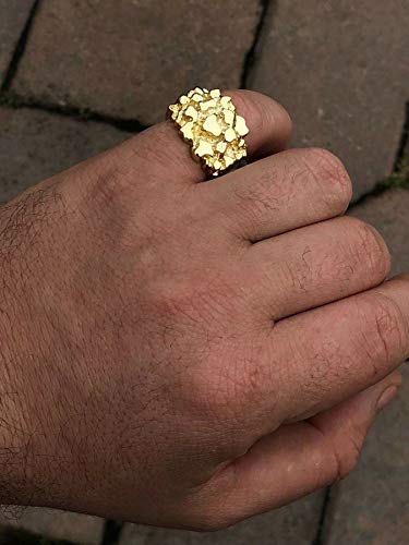 Solid 10k Gold Men's Ring - Gold Nugget Ring - Pinky or Ring Finger - Sizes 7-13 HEAVY 11-13 Grams4