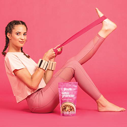 Kiss My Keto Granola Cereals Breakfast - Strawberry & Vanilla Granola | Low Carb (3G-Net) With Coconut Oil | Grain Free Granola Cereal, Keto Friendly Food | Low Sugar (1G), Non-Gmo, Soy & Gluten Free #TOP2