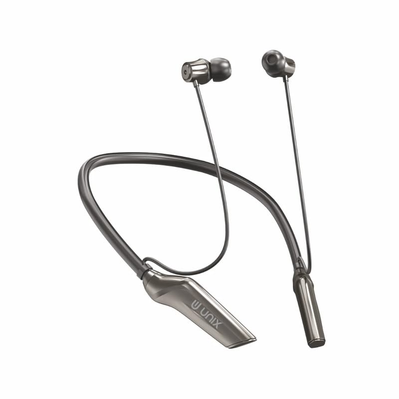 UNIX UX-470 Wireless Neckband | 84H Playtime with 13mm Bass Drivers | Bluetooth v5.4 Connectivity with ENC Clear Calls | Type-C Fast Charging | Magnetic On/Off Earbuds