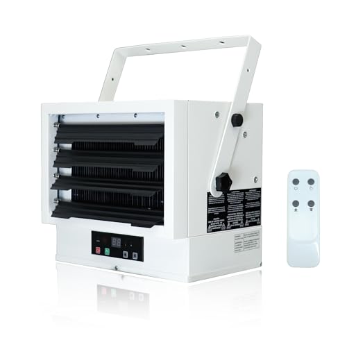 VILLABROT 5000W Garage Heater 240V, Fan-Forced Electric Heater with Remote & Digital Thermostat, Wall/Ceiling Mount, Overheat Protection, 1-9H Timer, 500 Sq.Ft for Garage Greenhouse Indoor