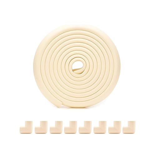 Image of Kids Station Baby Proofing Edge Protector for Kids Safety, Made in India Rubber Edge for Sharp Furniture Edges and Corners, A Baby Safety Product (Combo Packs, 5mtr + 8, L- Shape, Beige)