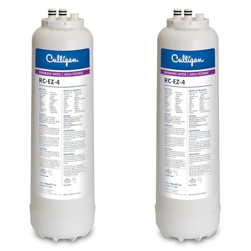 Image of Culligan RC-EZ-4 Premium Water Filtration Replacement Cartridge for Under-Sink, Refrigerator, & RV Systems - EZ Change Water Filter System (500 Gallon Life) (Pack of 2)